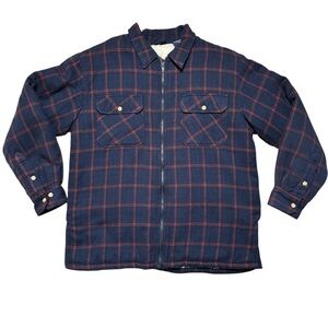 Navy and Red Plaid Shirt Jacket